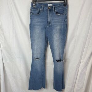 YMI High-Rise Light Blue Distressed Flare Jeans